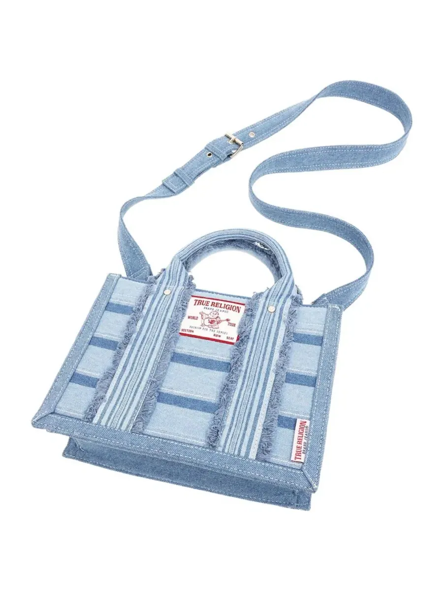 Сумка-шопер с принтом в полоску Multi-Stripe Modern Tote True Religion — изображение 4 из 6, джинсовый синий/синий