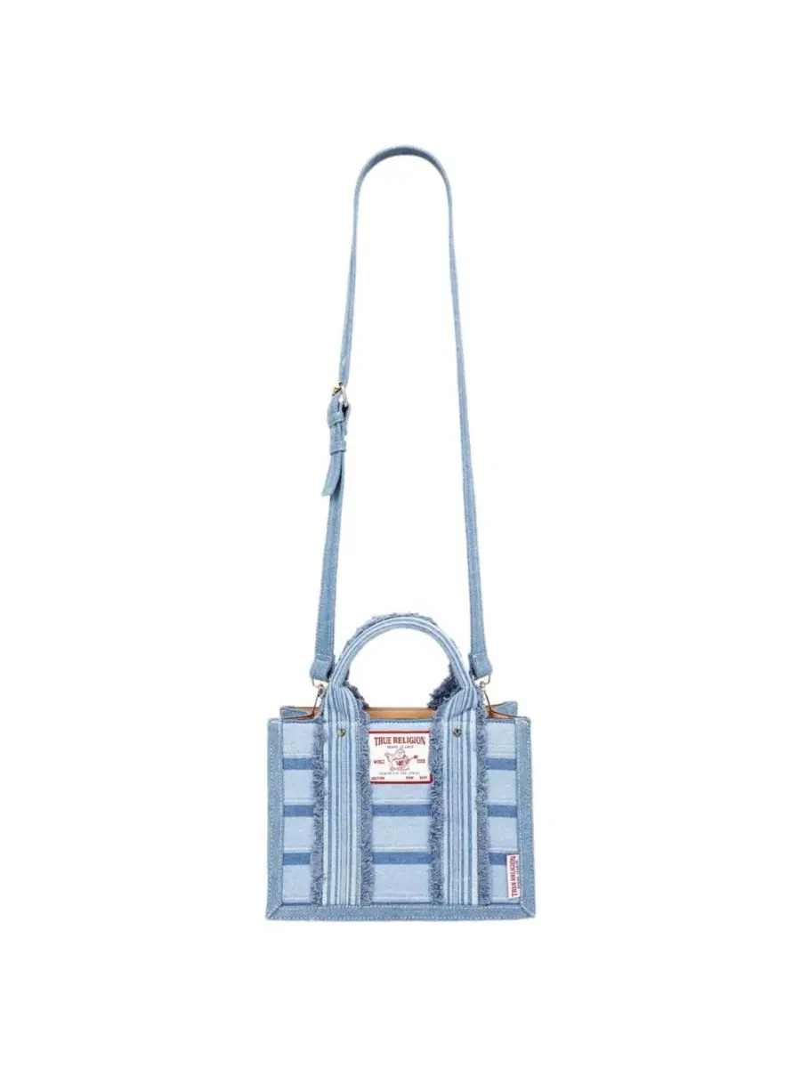 Сумка-шопер с принтом в полоску Multi-Stripe Modern Tote True Religion — изображение 5 из 6, джинсовый синий/синий