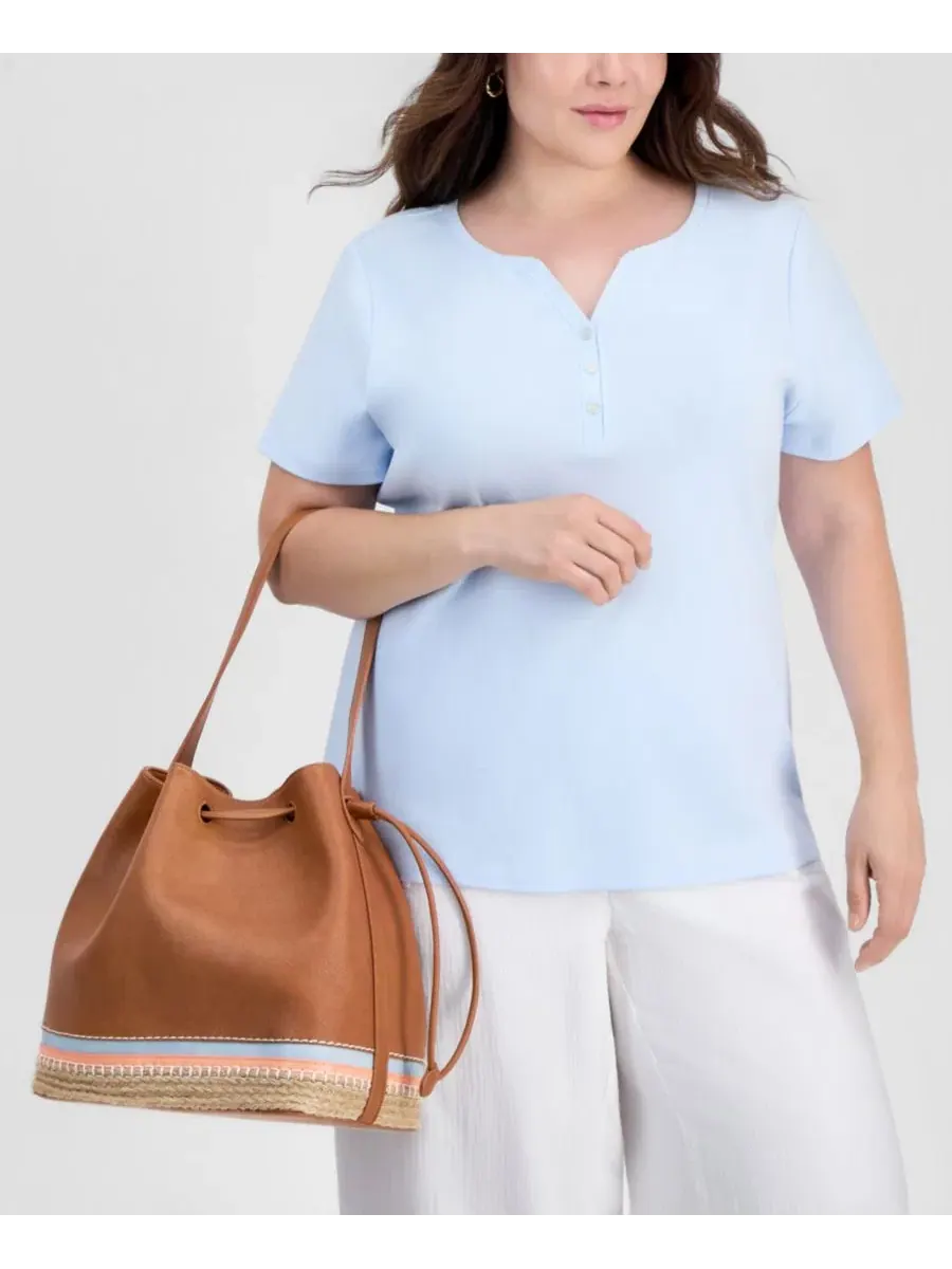 Большая сумка-ведро с кулиской, модель Bottom Detail Drawstring Style & Co, Tortoise S — 2