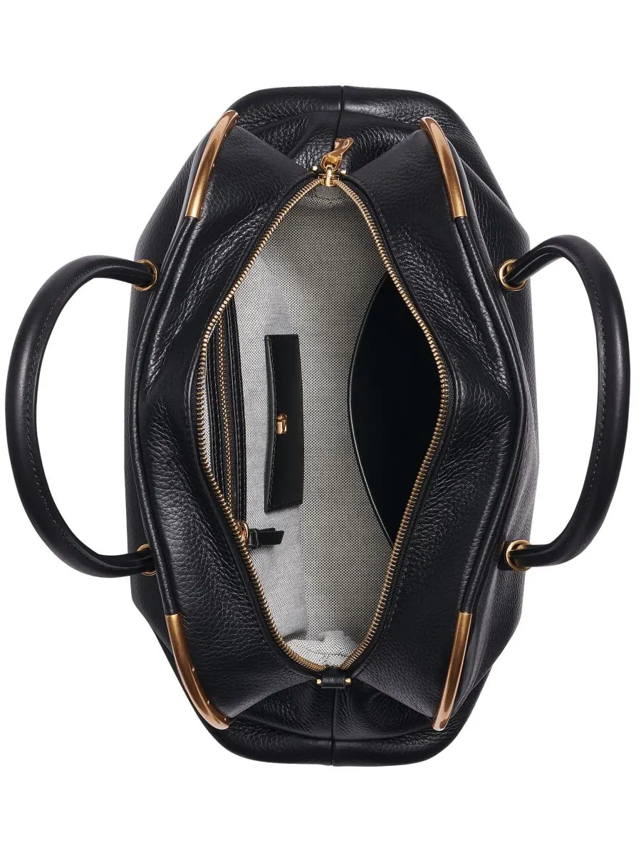 Сумка-мессенджер Donna Karan New York из атласной кожи — изображение 2 из 5, черный/золотистый