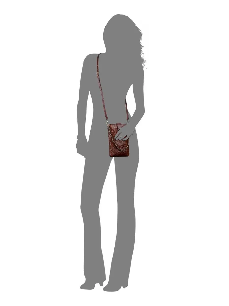 Кроссбоди-сумка Leontine Mini Tooled Leather Crossbody Bag Patricia Nash — изображение 5 из 5, коричневый