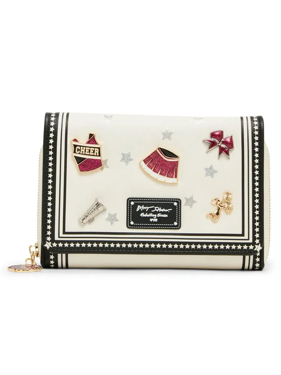 Мини-сумка через плечо с магнитной застежкой, с подвесками-помпонами Betsey Johnson