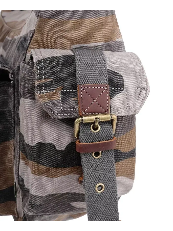 Сумка-мессенджер из камуфляжного холста TSD BRAND — изображение 10 из 13, серый