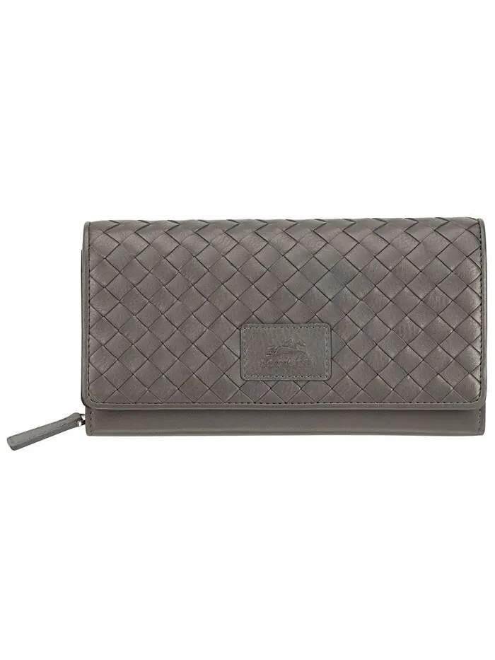 Женский кошелек Basket Weave Collection с защищенным RFID-клатчем Mancini — изображение 1 из 5, серый