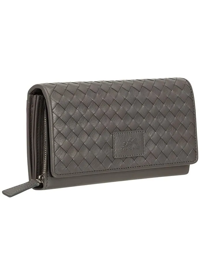 Женский кошелек Basket Weave Collection с защищенным RFID-клатчем Mancini — изображение 2 из 5, серый