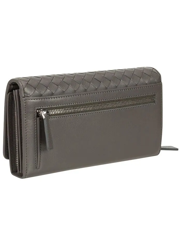 Женский кошелек Basket Weave Collection с защищенным RFID-клатчем Mancini — изображение 3 из 5, серый