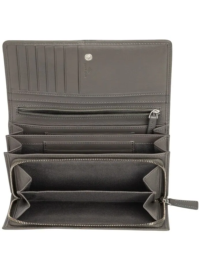 Женский кошелек Basket Weave Collection с защищенным RFID-клатчем Mancini — изображение 4 из 5, серый
