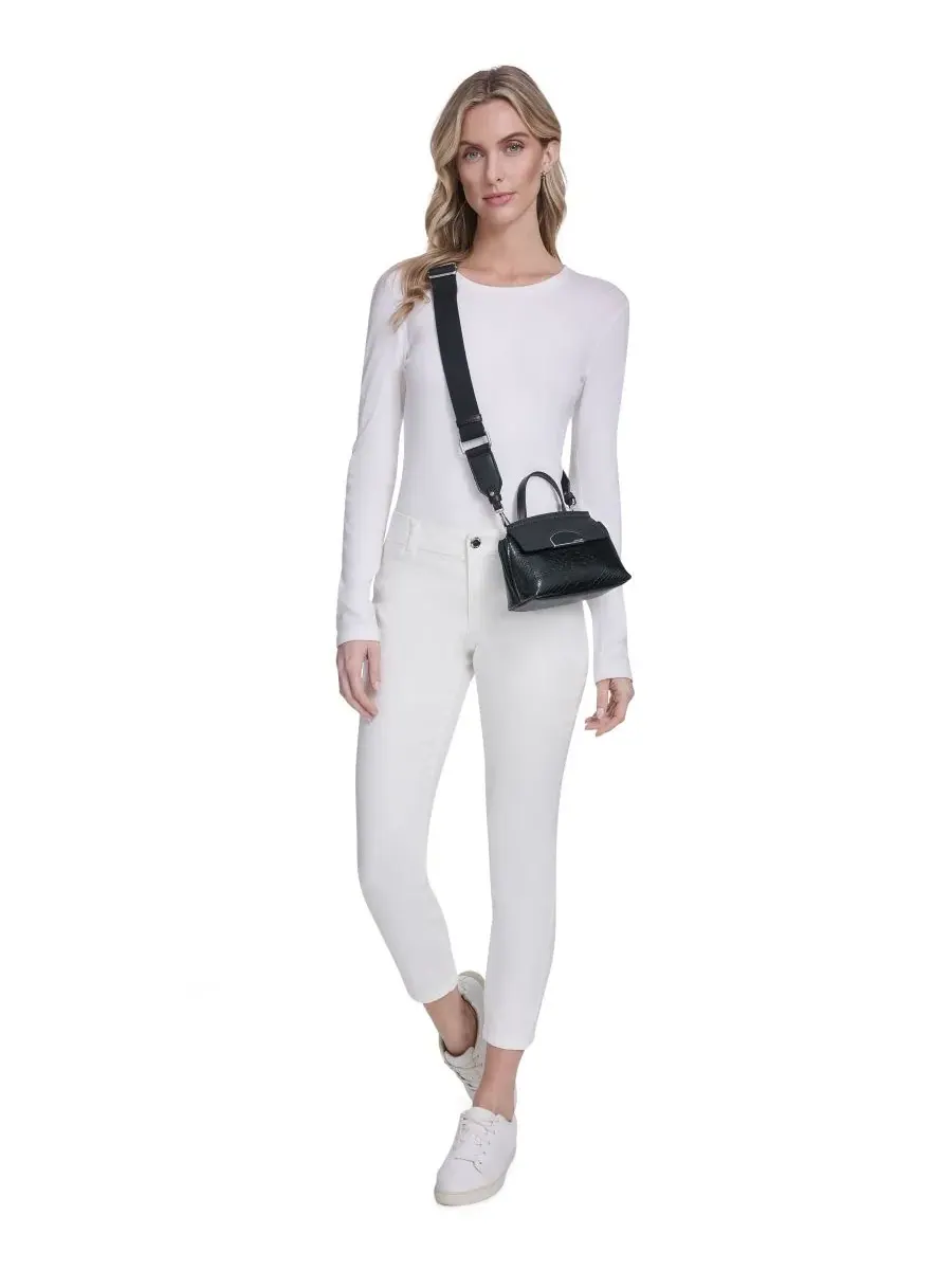 Сумка через плечо Calvin Klein Arabella из эко-кожи с тиснением под змею — изображение 6 из 7, черный/серебристый