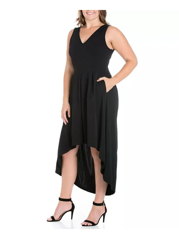 Женское вечернее платье больших размеров High Low 24seven Comfort Apparel — изображение 2 из 3, черный