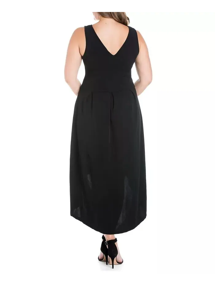 Женское вечернее платье больших размеров High Low 24seven Comfort Apparel — изображение 3 из 3, черный