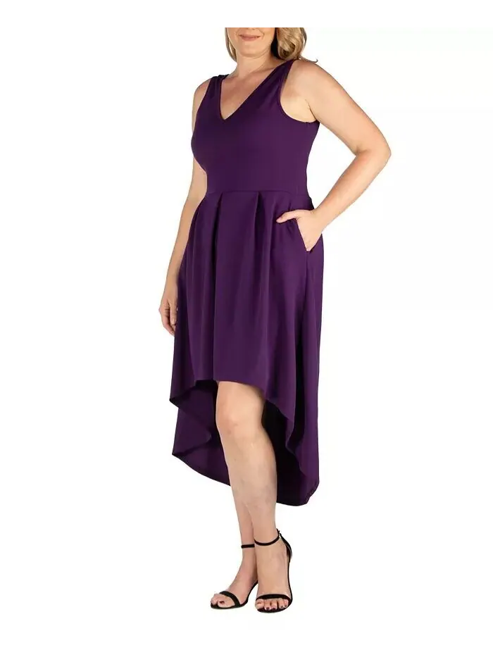 Женское вечернее платье больших размеров High Low 24seven Comfort Apparel — изображение 2 из 3, фиолетовый