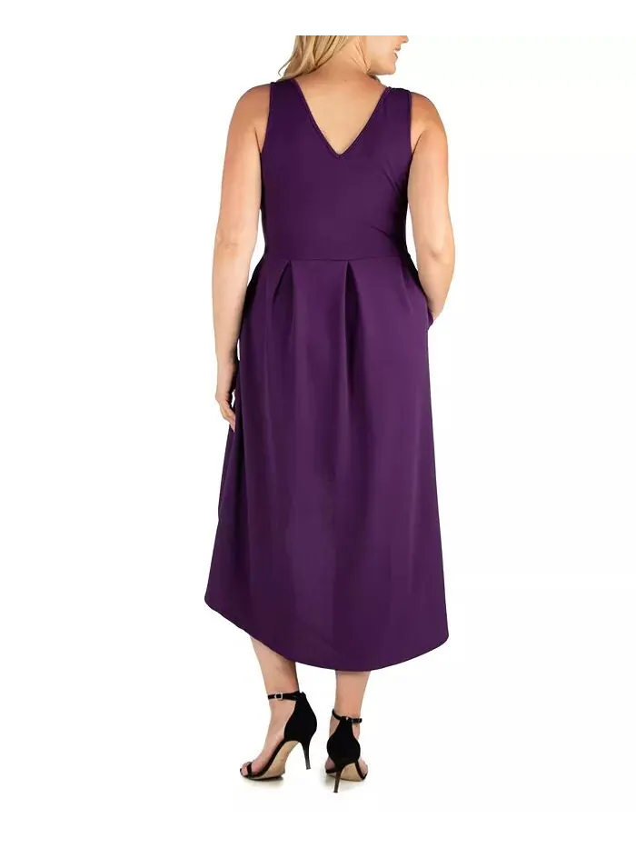 Женское вечернее платье больших размеров High Low 24seven Comfort Apparel — изображение 3 из 3, фиолетовый