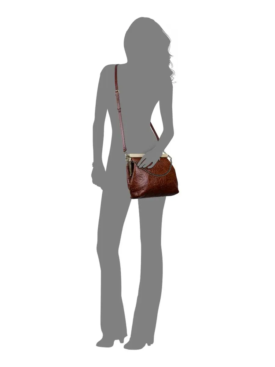 Сумка с клапаном Vilaine Small Tooled Leather Frame Handbag Patricia Nash — изображение 5 из 5, коричневый