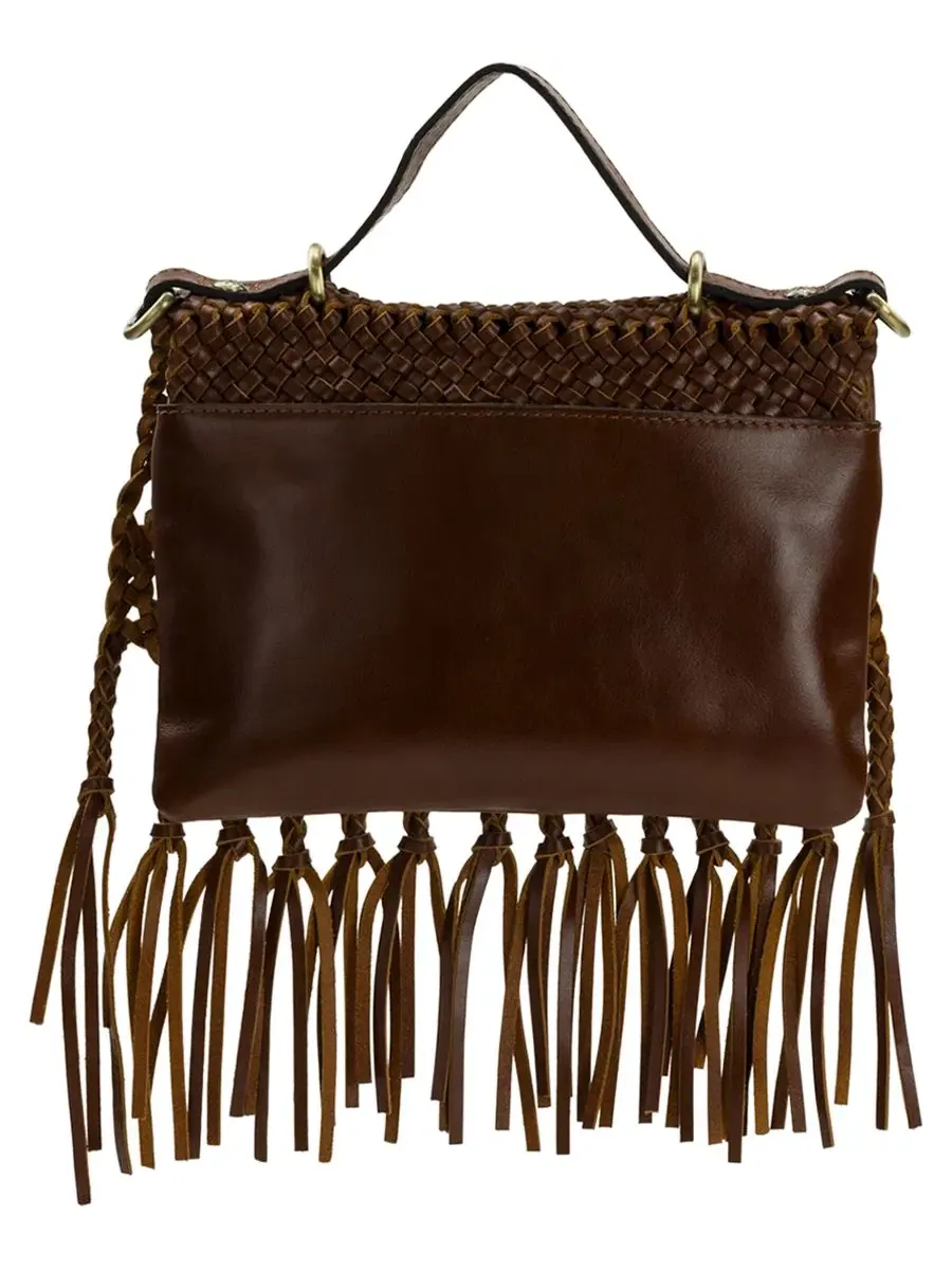 Небольшая кросс-боди сумка из плетеной кожи Marit Small Woven Leather Braided Patricia Nash — изображение 2 из 5, коричневый