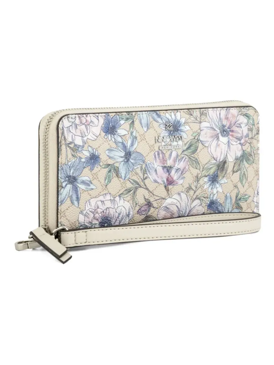 Женская клатч-бра Luela с застежкой-молнией на запястье Nine West, Floral Logo Milk — изображение 2 из 4