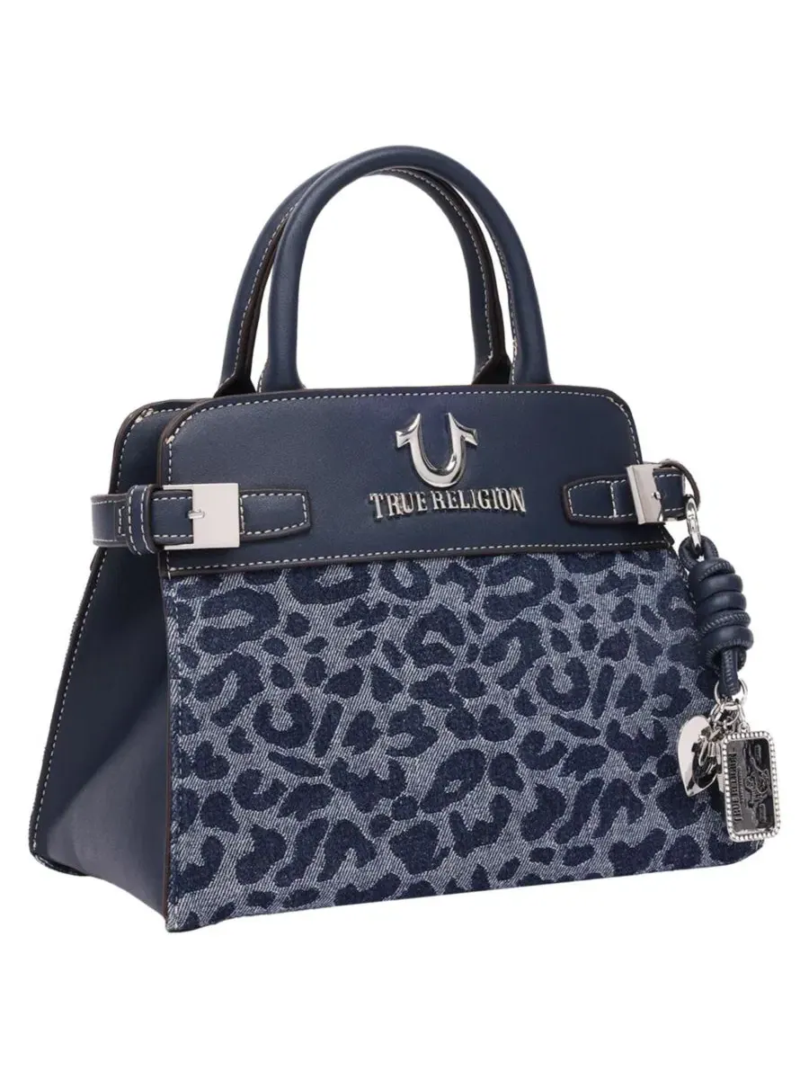 Сумка-тоут с леопардовым принтом Beckham Leopard Denim Belted Tote True Religion — изображение 2 из 6, темно-синий