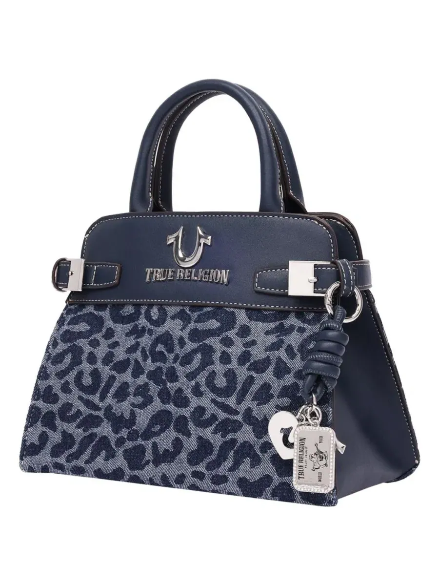Сумка-тоут с леопардовым принтом Beckham Leopard Denim Belted Tote True Religion — изображение 3 из 6, темно-синий
