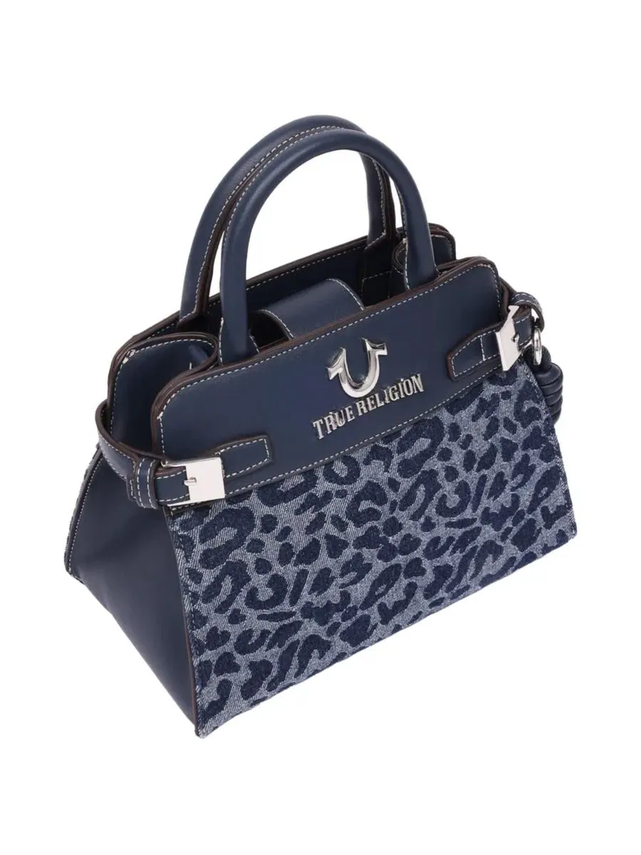 Сумка-тоут с леопардовым принтом Beckham Leopard Denim Belted Tote True Religion — изображение 4 из 6, темно-синий