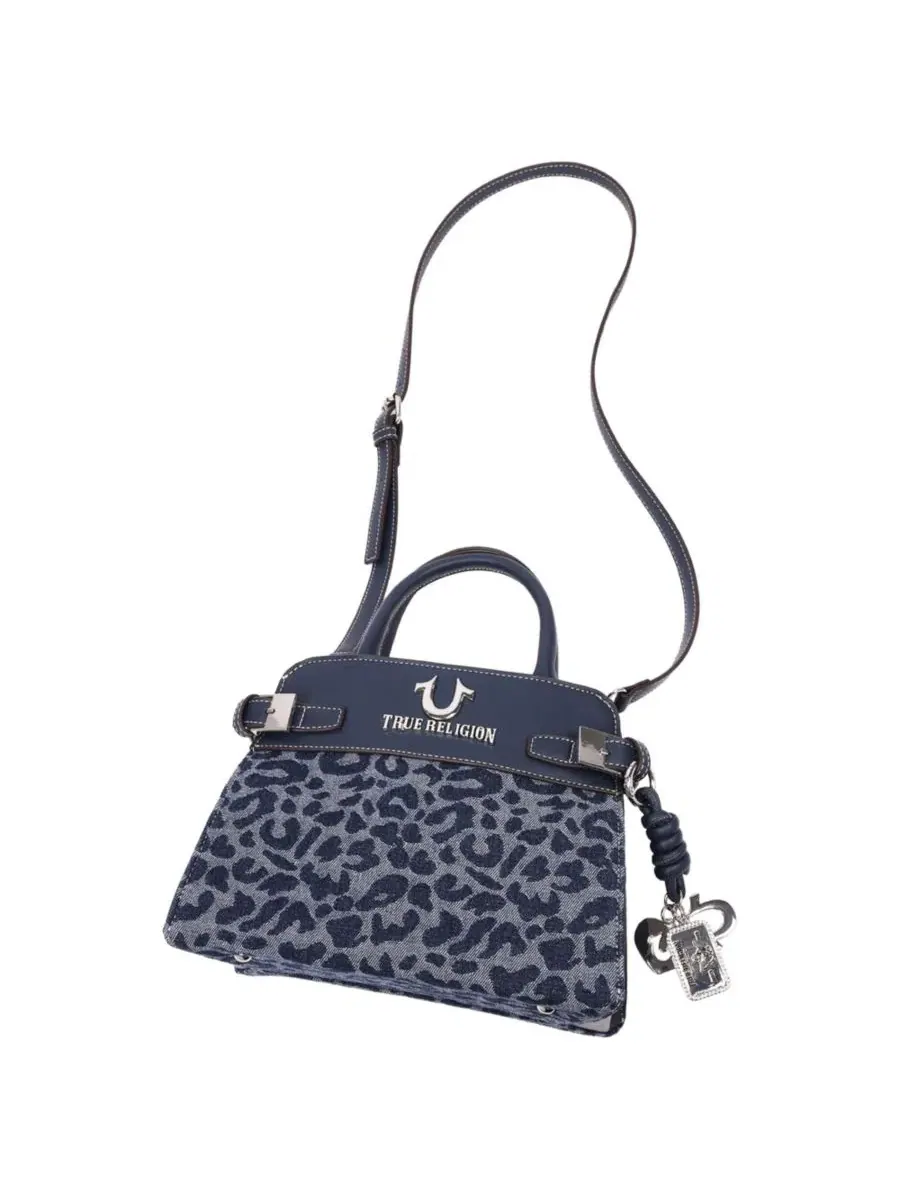 Сумка-тоут с леопардовым принтом Beckham Leopard Denim Belted Tote True Religion — изображение 6 из 6, темно-синий