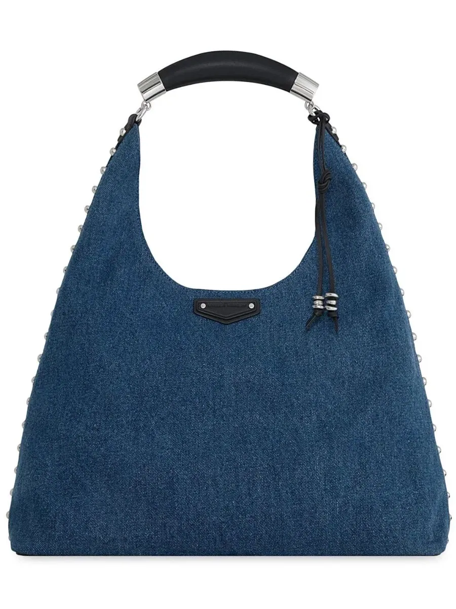Сумка-хобо с металлической ручкой Nolita Large Denim Hobo Handbag Rebecca Minkoff — изображение 1 из 3, джинсовый синий