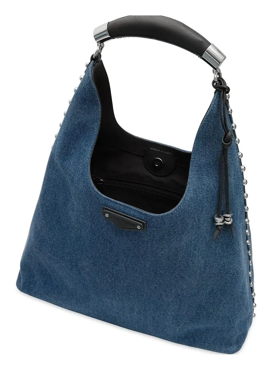 Сумка-хобо с металлической ручкой Nolita Large Denim Hobo Handbag Rebecca Minkoff — изображение 3 из 3, джинсовый синий