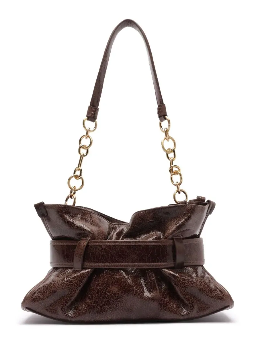Сумка через плечо из кожи Riley Small Leather Shoulder Arezzo — изображение 2 из 5, какао