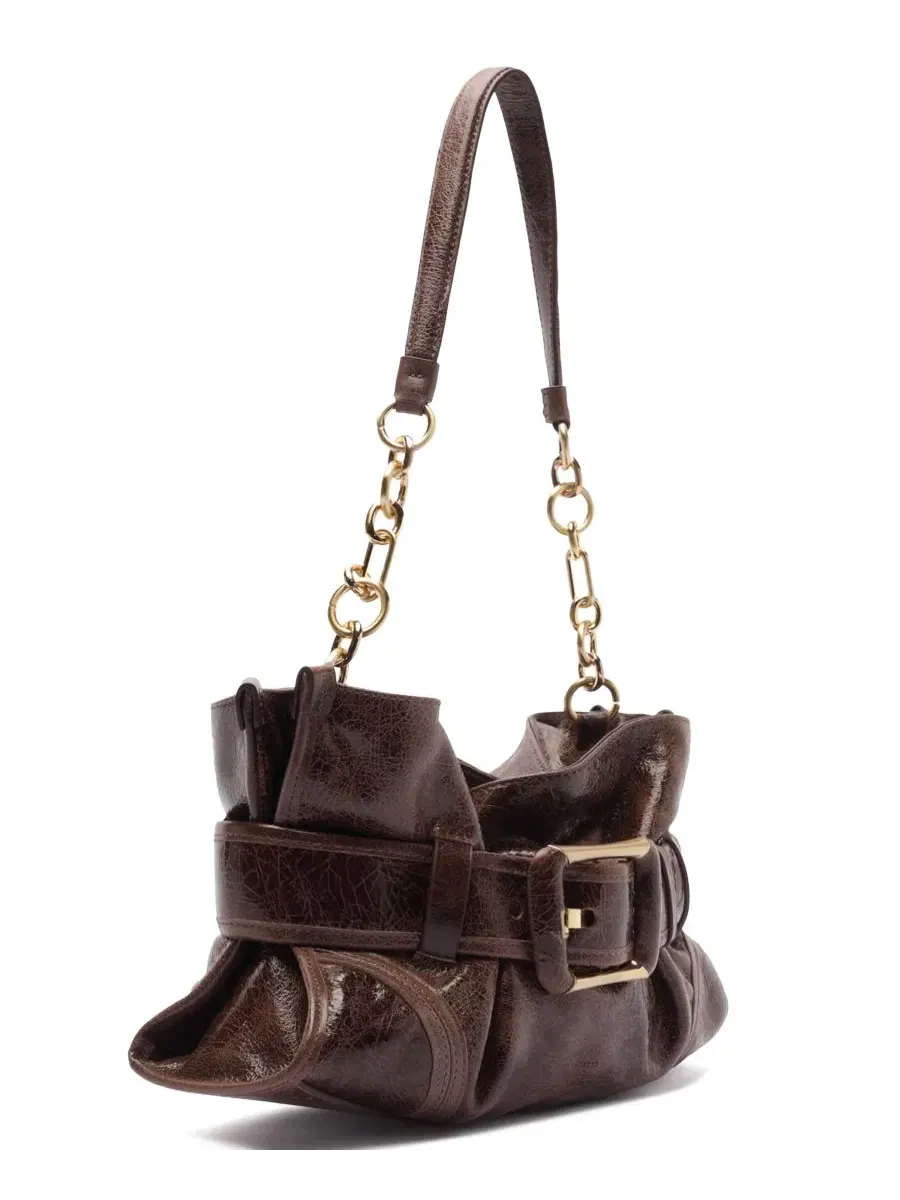 Сумка через плечо из кожи Riley Small Leather Shoulder Arezzo — изображение 3 из 5, какао