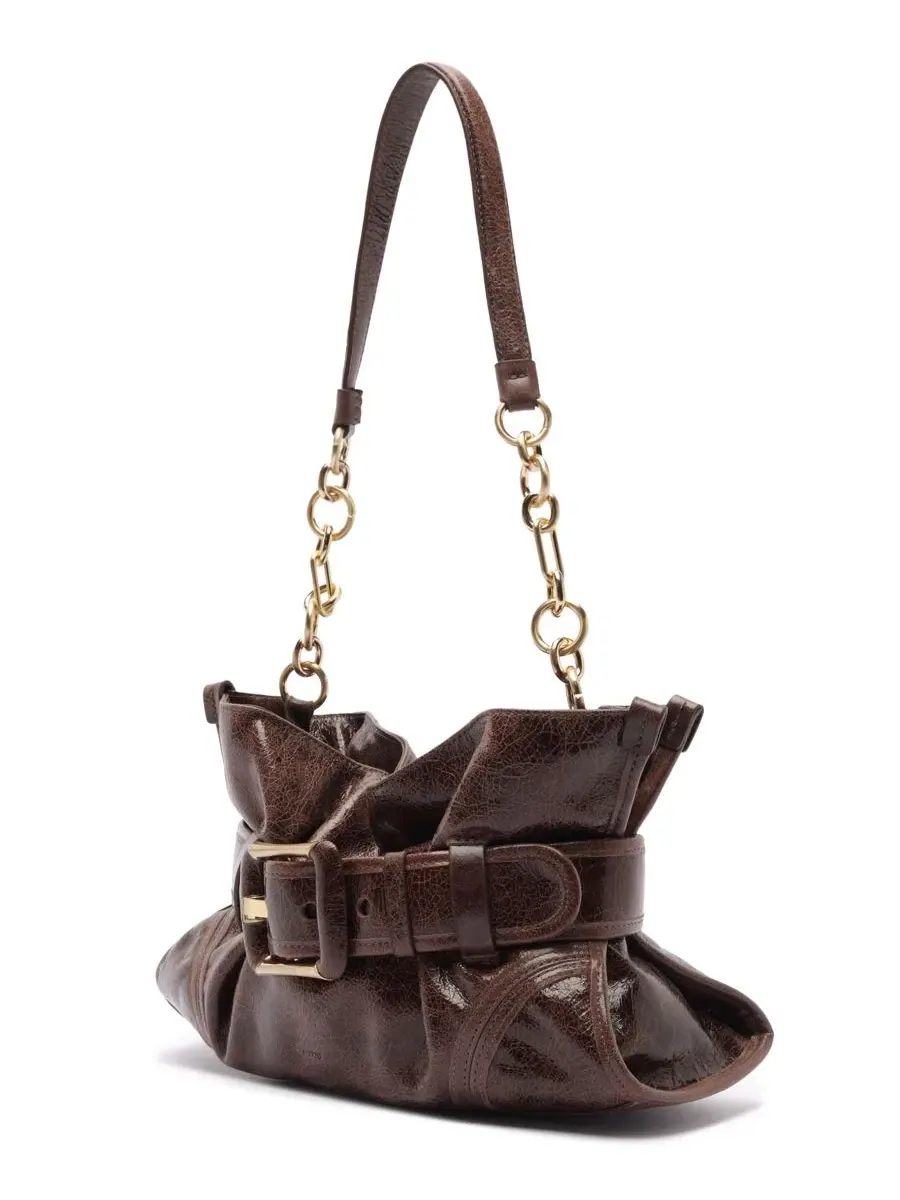 Сумка через плечо из кожи Riley Small Leather Shoulder Arezzo — изображение 4 из 5, какао