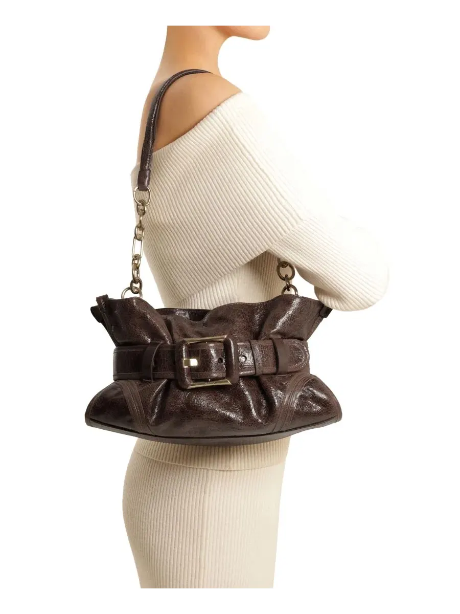 Сумка через плечо из кожи Riley Small Leather Shoulder Arezzo — изображение 5 из 5, какао