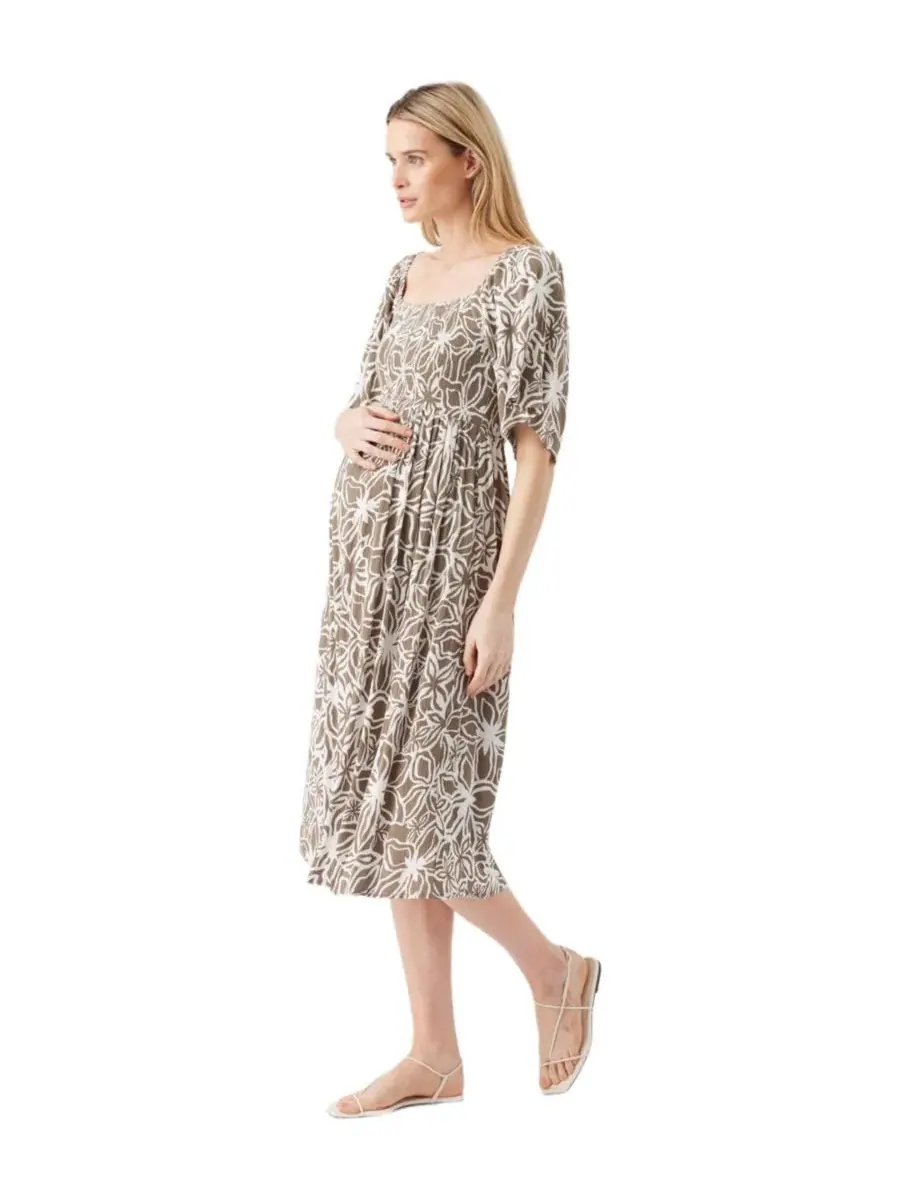Ripe Maternity Платье для беременных Ripe Alona с присборенной юбкой — изображение 2 из 5, оливковый/белый
