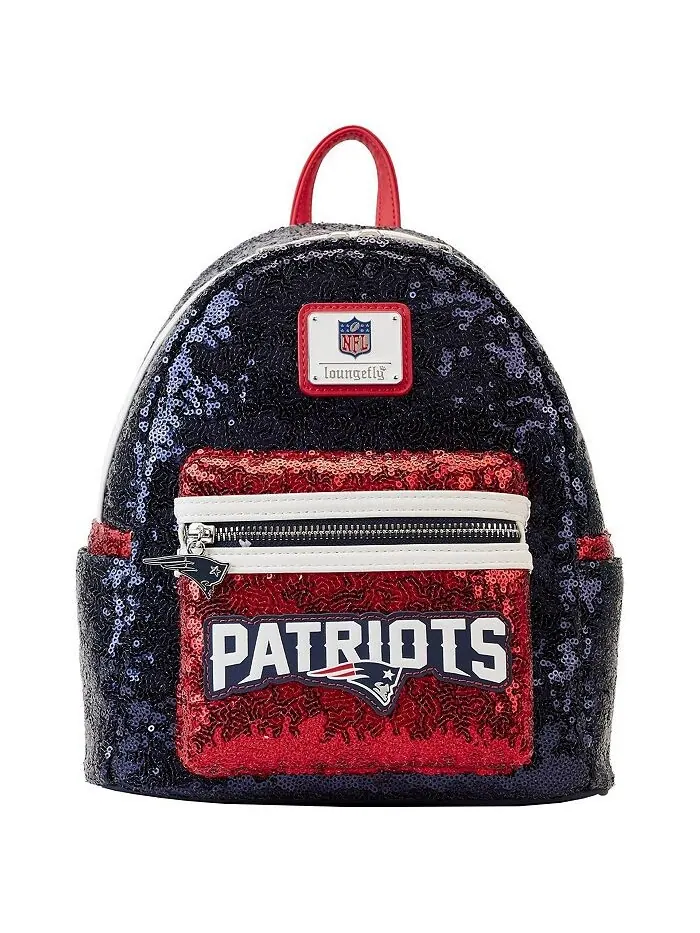 Мужской и женский мини-рюкзак New England Patriots с пайетками Loungefly — синий