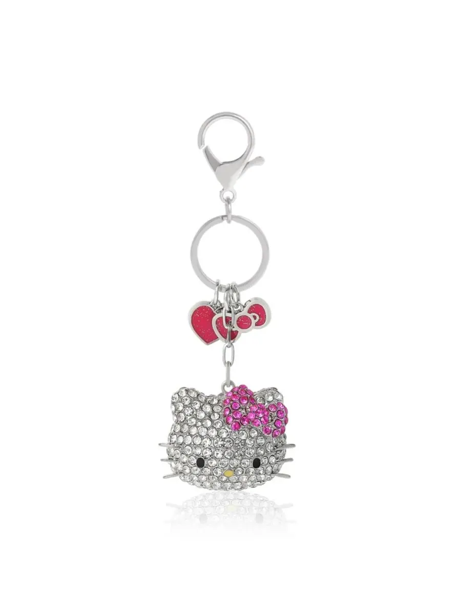 Брелок Sanrio из кристаллов с розовым бантиком и подвеской в виде сердечка Hello Kitty