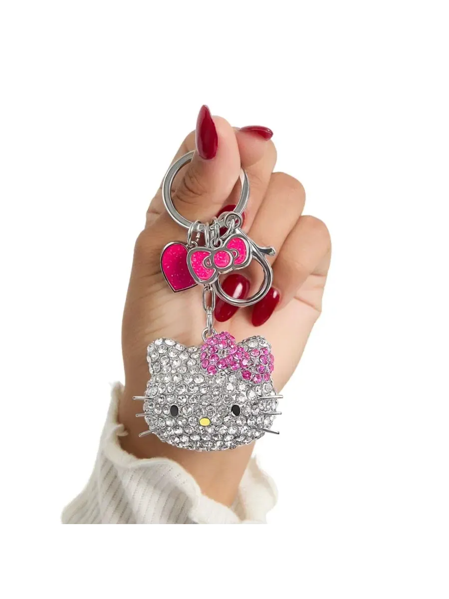 Брелок Sanrio из кристаллов с розовым бантиком и подвеской в виде сердечка Hello Kitty — изображение 4 из 8