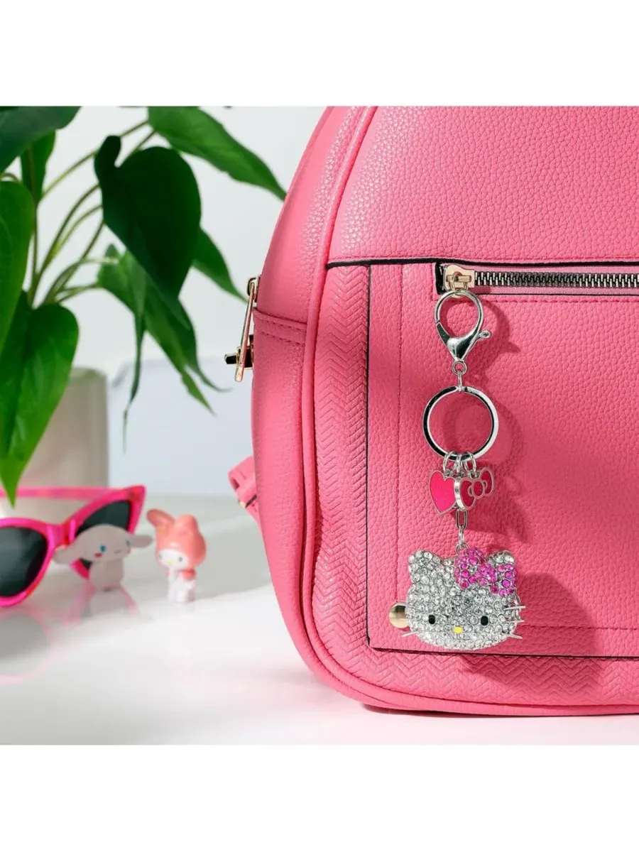Брелок Sanrio из кристаллов с розовым бантиком и подвеской в виде сердечка Hello Kitty — изображение 7 из 8