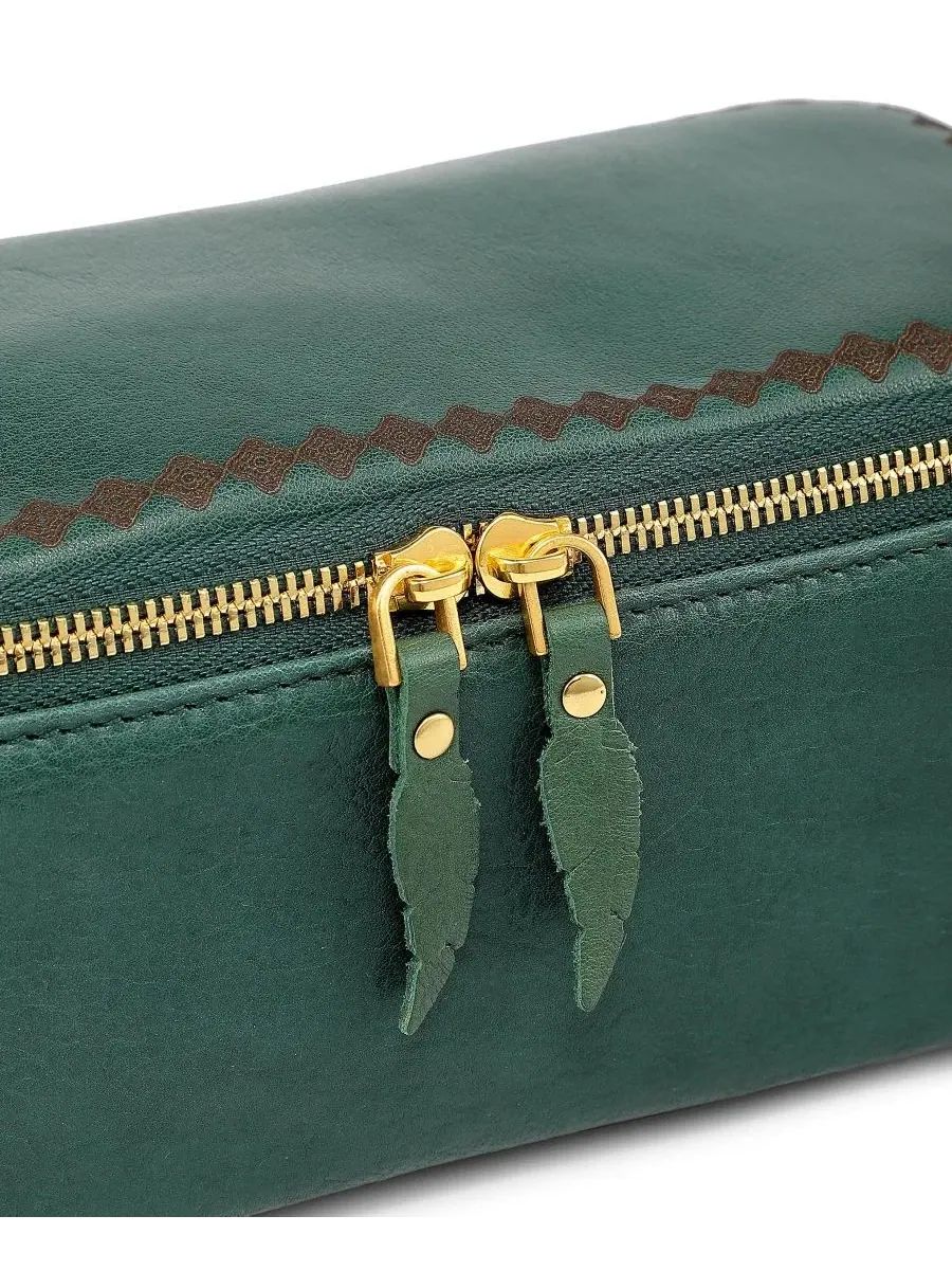Прямоугольный кожаный футляр для ювелирных изделий Celosia Old Trend — изображение 10 из 11, винтажный зеленый