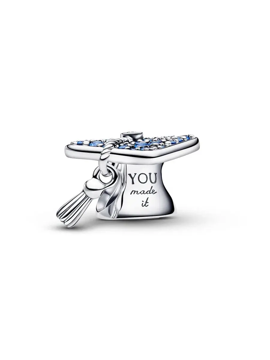 Блестящий синий брелок в виде выпускной шапки 2026 года Pandora