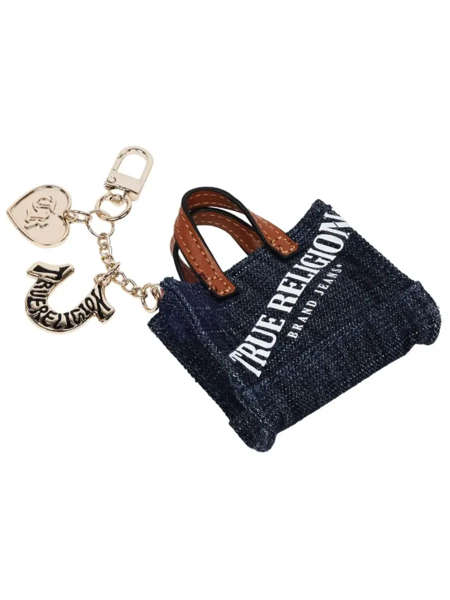 Миниатюрный брелок для джинсовой сумки-тоут True Religion — изображение 3 из 7, темный джинсовый синий