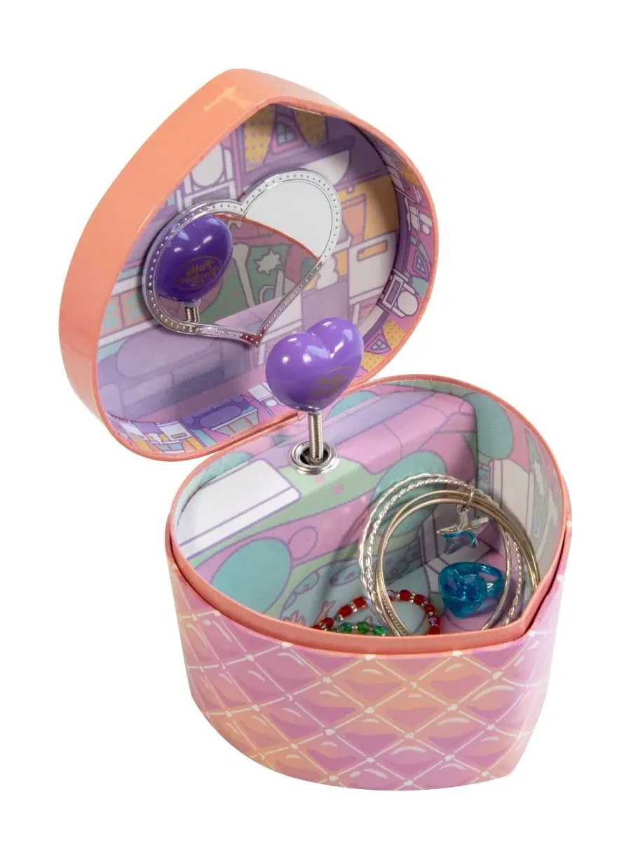Музыкальная шкатулка для украшений Polly Pocket в форме сердца Mele & Co, персиковый — изображение 3 из 3