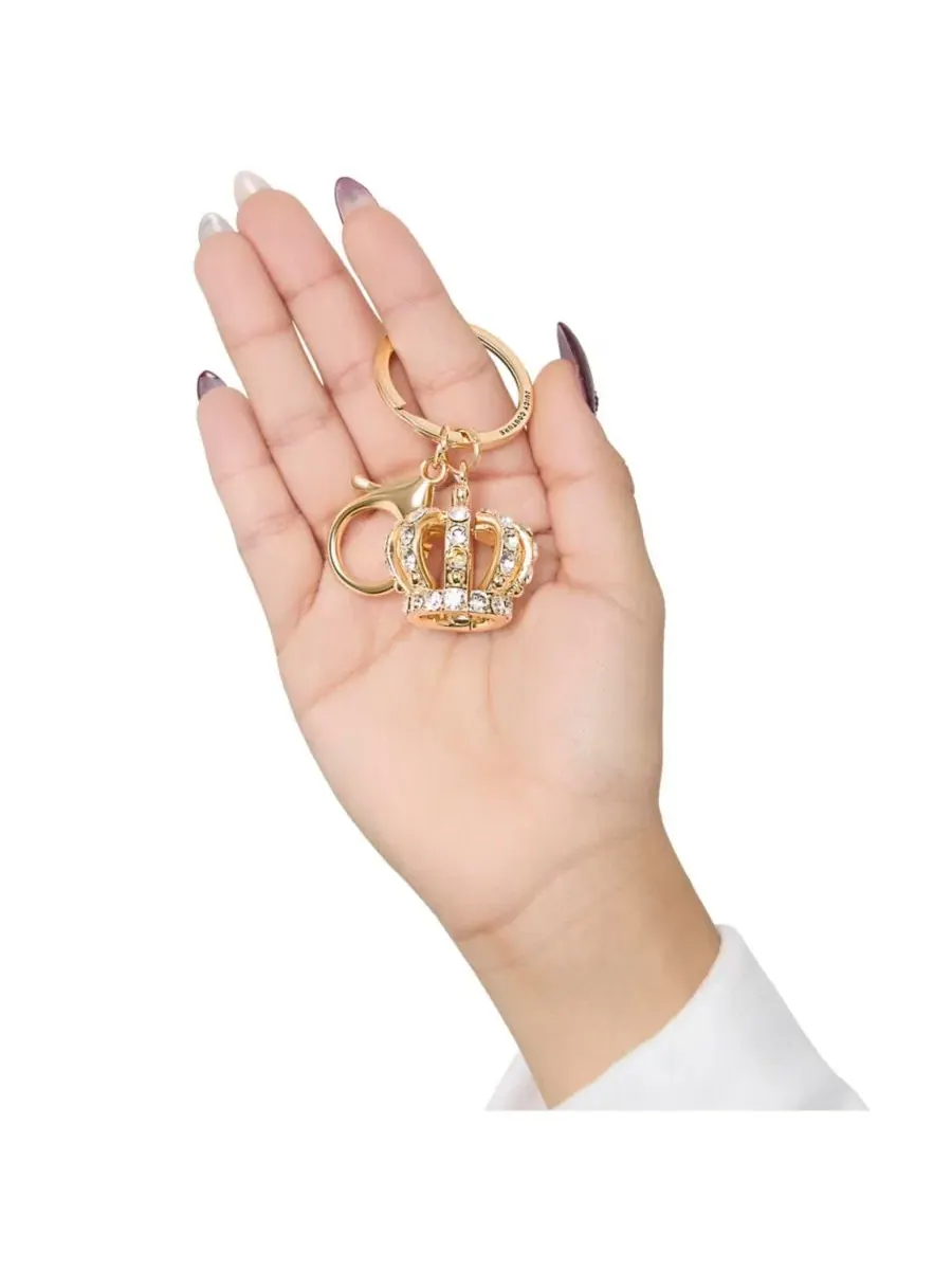 Брелок в виде короны со стразами, блестящие брелоки, Juicy Gifts Juicy Couture — изображение 4 из 7, золотистый прозрачный