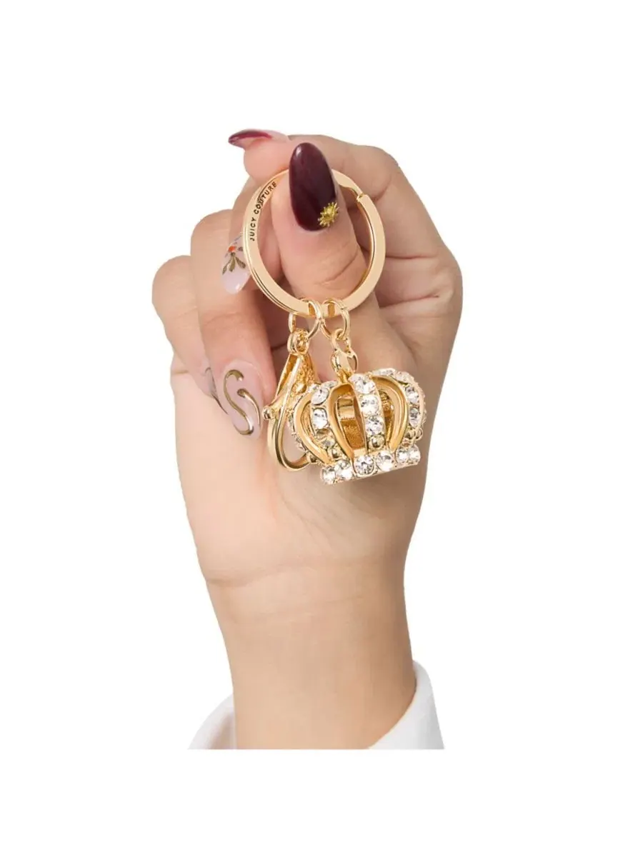 Брелок в виде короны со стразами, блестящие брелоки, Juicy Gifts Juicy Couture — изображение 5 из 7, золотистый прозрачный