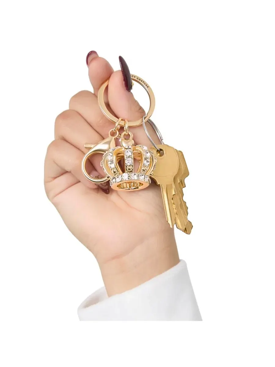 Брелок в виде короны со стразами, блестящие брелоки, Juicy Gifts Juicy Couture — изображение 6 из 7, золотистый прозрачный