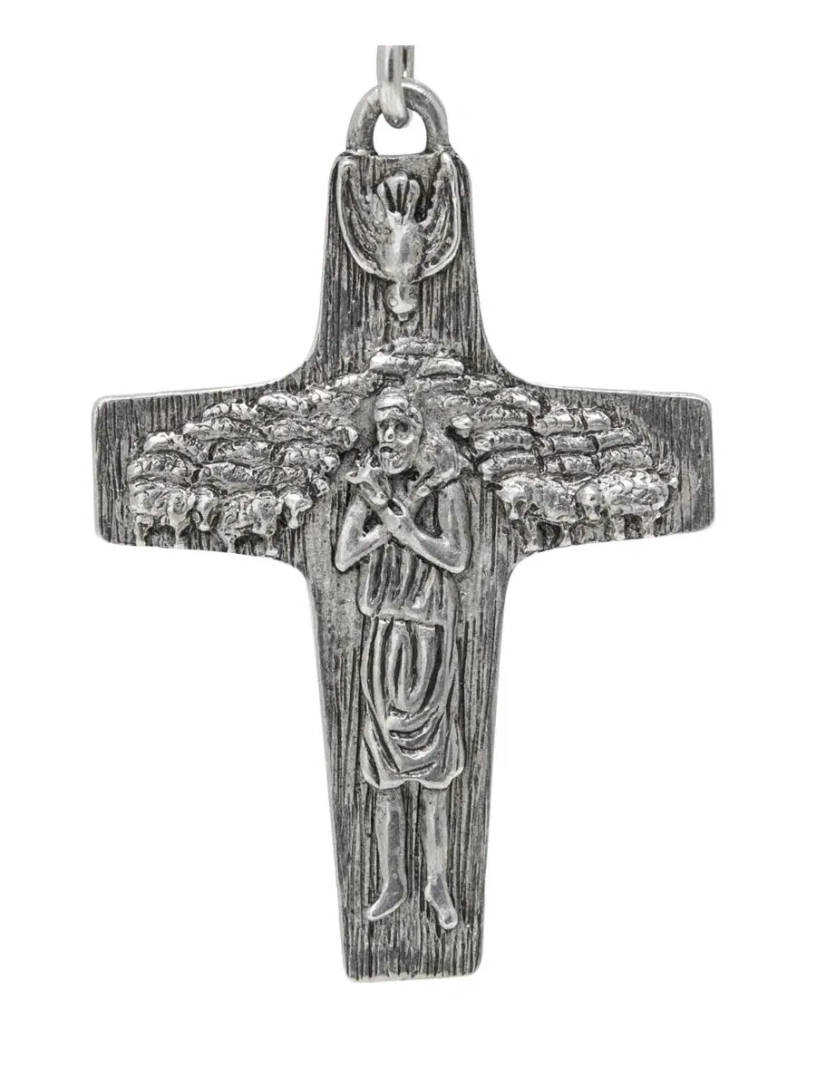 Брелок для ключей с крестом Папы Франциска серебристого цвета Symbols Of Faith — изображение 2 из 3, серый
