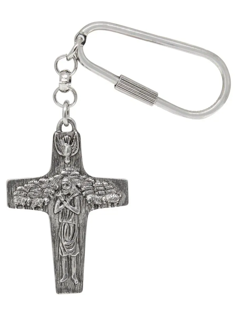 Брелок для ключей с крестом Папы Франциска серебристого цвета Symbols Of Faith — изображение 3 из 3, серый