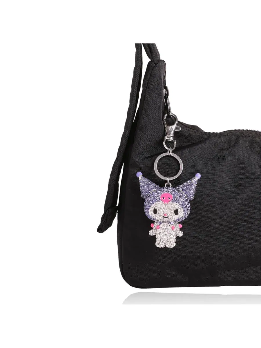 Брелок для сумки Sanrio Kuromi с кристаллами - сверкающие фиолетовые и серебряные стразы Hello Kitty — изображение 5 из 9