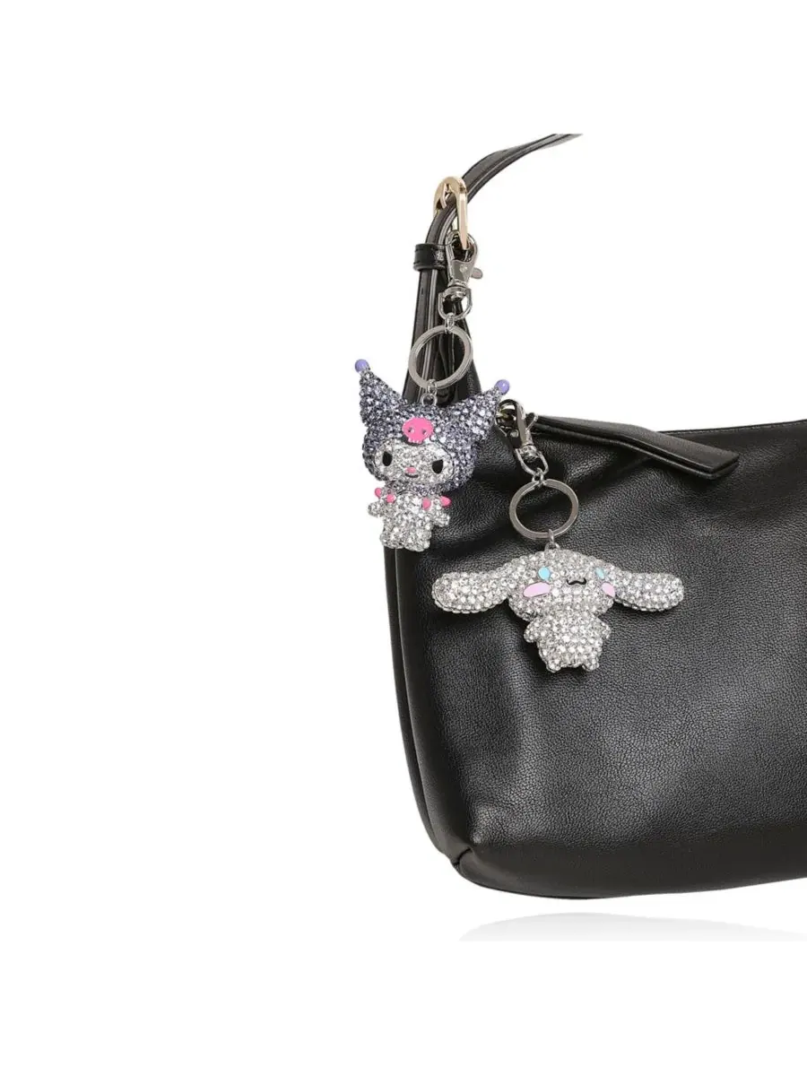 Брелок для сумки Sanrio Kuromi с кристаллами - сверкающие фиолетовые и серебряные стразы Hello Kitty — изображение 6 из 9
