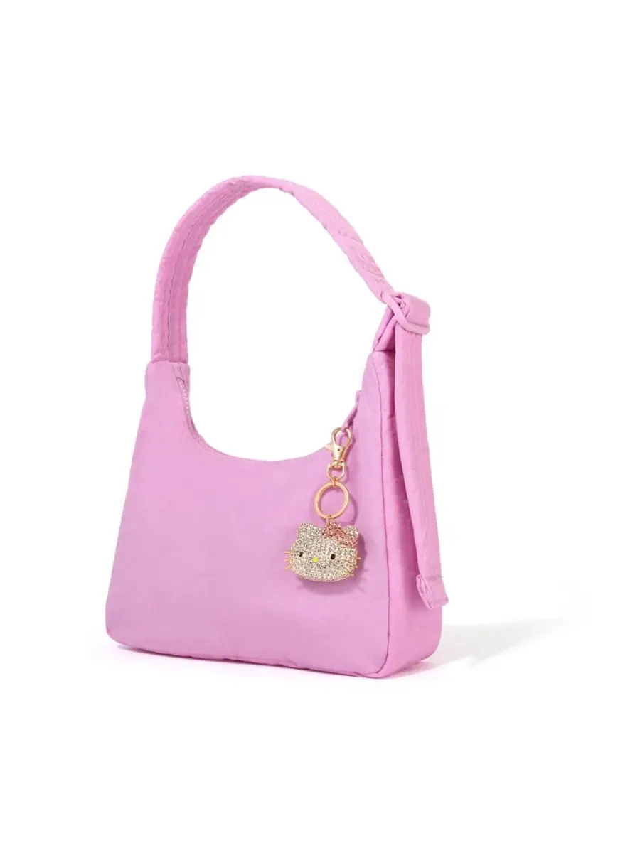 Брелок Sanrio Face Pave 3D Bling Keychain - украшение для сумки, аксессуар для рюкзака — изображение 5 из 7, золотой/розовый