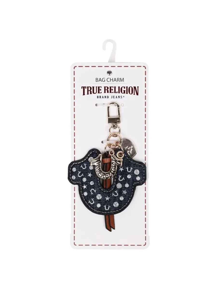 Брелок для сумки в виде подковы из джинсовой ткани True Religion — изображение 4 из 5, темный джинсовый синий