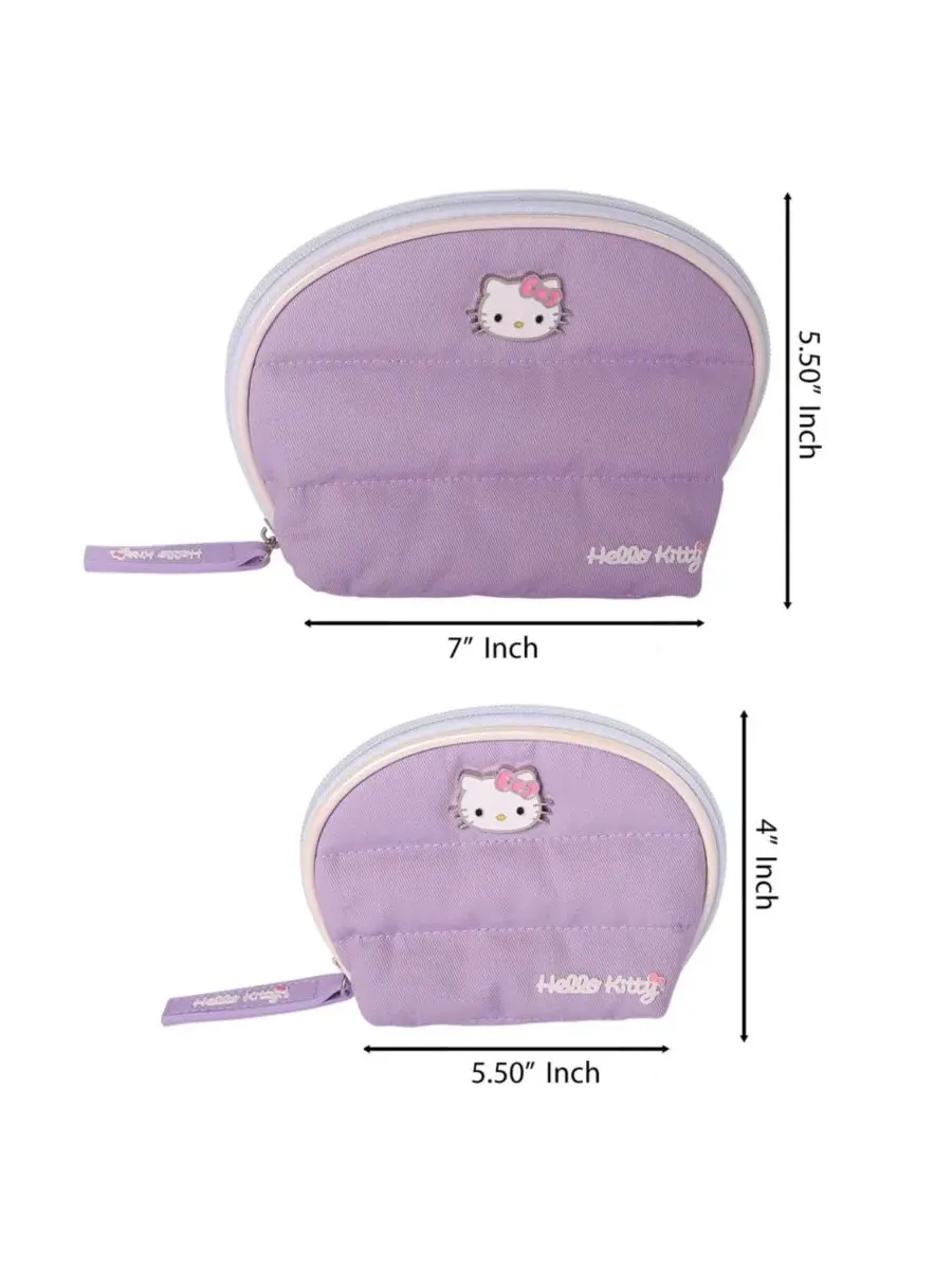 Косметичка Sanrio фиолетового цвета, большая и маленькая, куполообразная Hello Kitty — изображение 7 из 8, фиолетовый белый