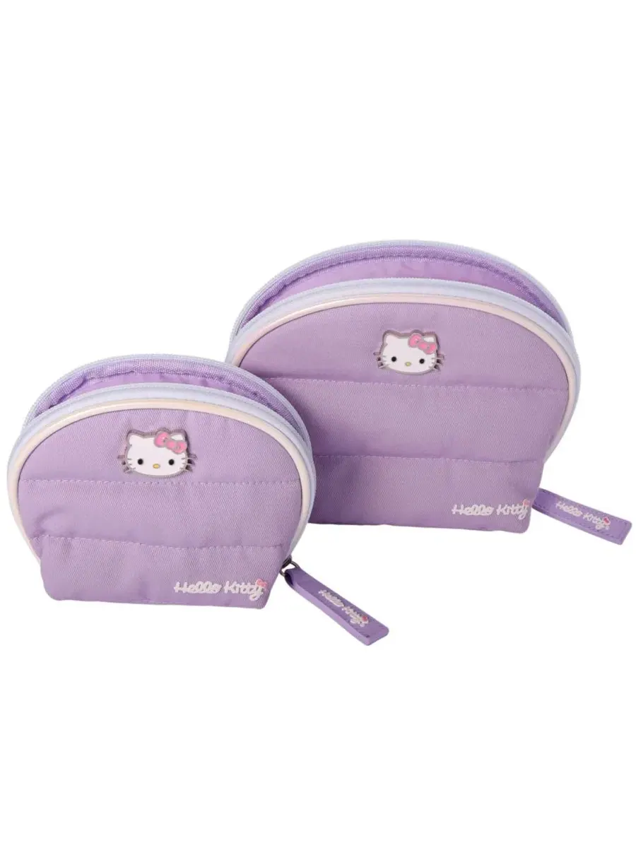 Косметичка Sanrio фиолетового цвета, большая и маленькая, куполообразная Hello Kitty — изображение 8 из 8, фиолетовый белый