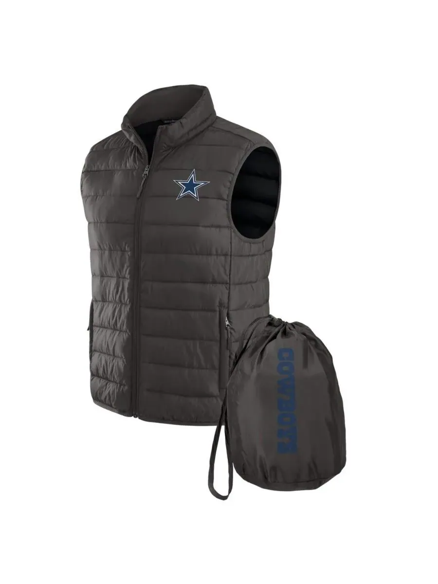Fanatics Мужской серый жилет на молнии с символикой команды Dallas Cowboys от Darius Rucker — 1